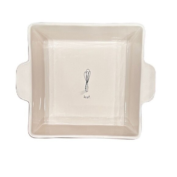 Rae Dunn Sketch BEAT Whisk Square Baking Dish - Picture 13 of 14
